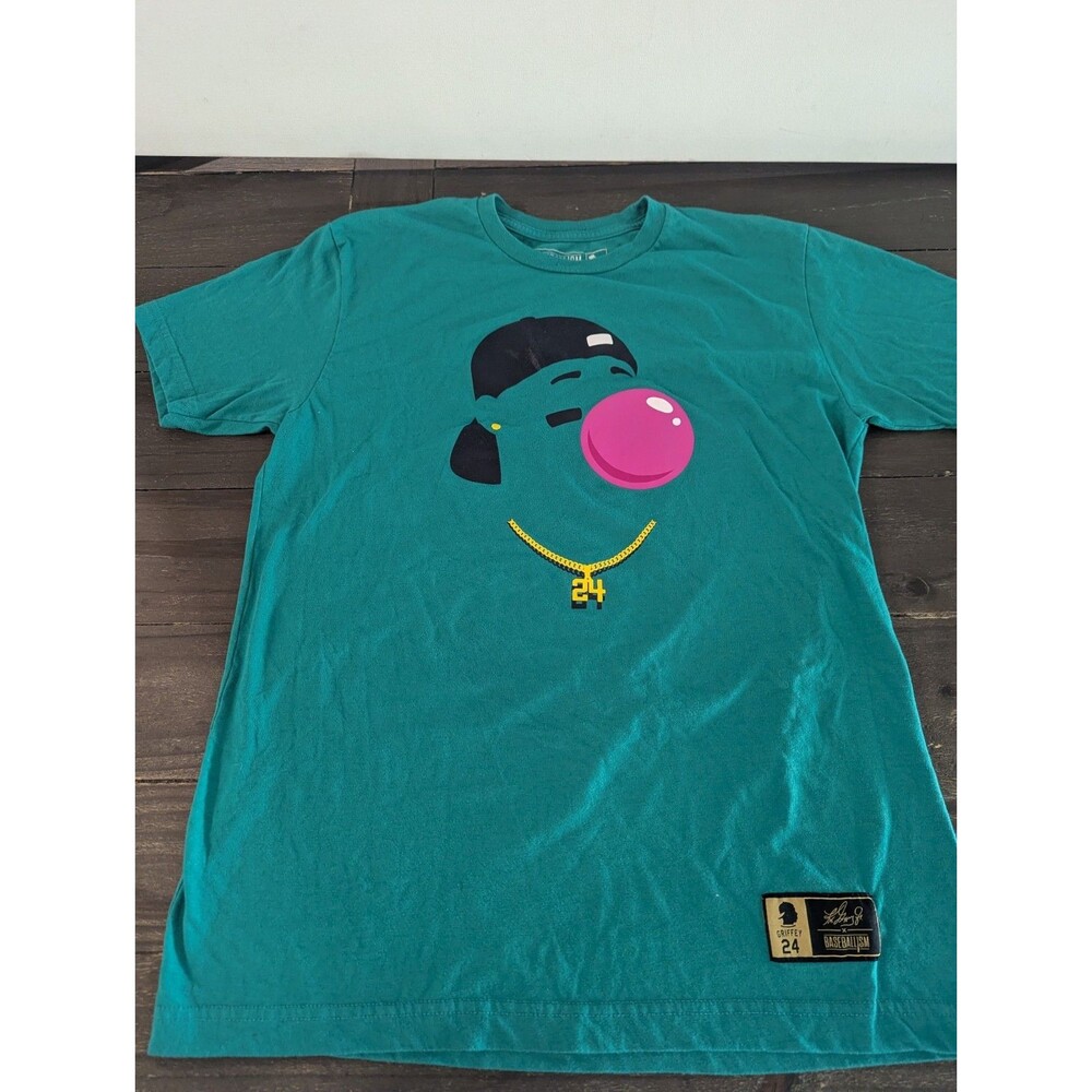 Ken Griffey Jr Baseballism T-Shirt Teal Bubble Gum The Kid #24 Mes’s Size M